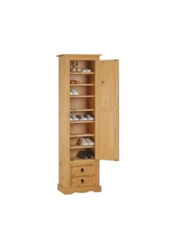 IDIMEX Schuhschrank TEQUILA, Kiefer Massiv, Mit 2 Schubladen Und 8 Fächer, Mexiko TEQUILA Braun