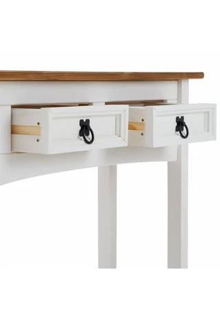 CARO-Möbel Konsolentisch Kiefer Massiv Mit 2 Schubladen, Mexiko Möbel CAMPO Weiß/braun 6 CARO-Möbel Konsolentisch Kiefer Massiv Mit 2 Schubladen, Mexiko Möbel CAMPO Weiß/braun – Bild 4