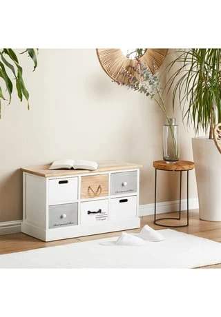 CARO-Möbel Sitzbank Mit 6 Schubkästen In Weiß SALVA Weiß 4 CARO-Möbel Sitzbank Mit 6 Schubkästen In Weiß SALVA Weiß – Bild 2