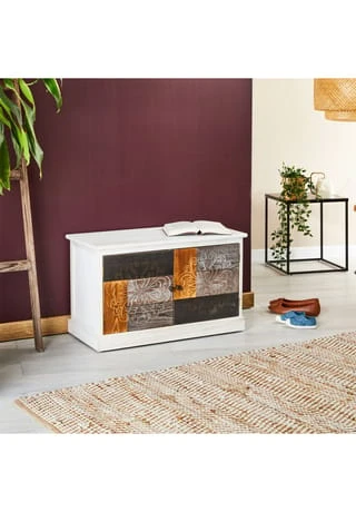 CARO-Möbel Schuhbank In Vintage Optik CARA Weiß 4 CARO-Möbel Schuhbank In Vintage Optik CARA Weiß – Bild 2