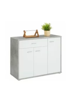 CARO-Möbel Schuhschrank 1 Schublade, 3 Türen DEUSTO Betonoptik/weiß