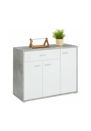 CARO-Möbel Schuhschrank 1 Schublade, 3 Türen DEUSTO Betonoptik/weiß 3 CARO-Möbel Schuhschrank 1 Schublade, 3 Türen DEUSTO Betonoptik/weiß