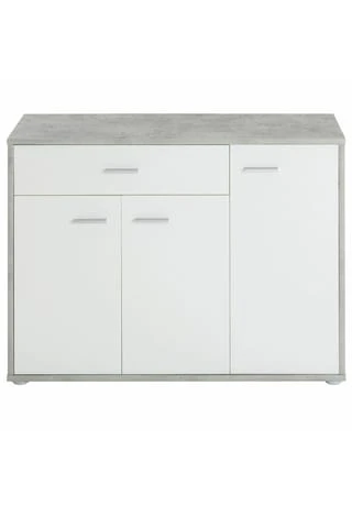 CARO-Möbel Schuhschrank 1 Schublade, 3 Türen DEUSTO Betonoptik/weiß 5 CARO-Möbel Schuhschrank 1 Schublade, 3 Türen DEUSTO Betonoptik/weiß – Bild 3