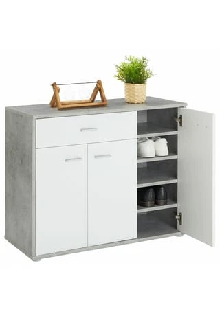 CARO-Möbel Schuhschrank 1 Schublade, 3 Türen DEUSTO Betonoptik/weiß 7 CARO-Möbel Schuhschrank 1 Schublade, 3 Türen DEUSTO Betonoptik/weiß – Bild 5