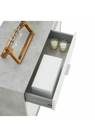 CARO-Möbel Schuhschrank 1 Schublade, 3 Türen DEUSTO Betonoptik/weiß 8 CARO-Möbel Schuhschrank 1 Schublade, 3 Türen DEUSTO Betonoptik/weiß – Bild 6