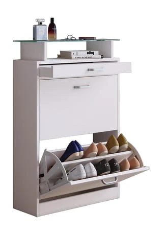 VCM. - My Home Holz Regal Kipper Schuhregal Schuhschrank Schuhkipper 2 Klappen Ablage Braso Weiß 3 VCM. - My Home Holz Regal Kipper Schuhregal Schuhschrank Schuhkipper 2 Klappen Ablage Braso Weiß