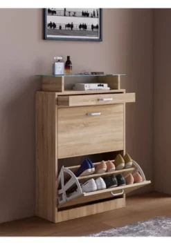 VCM. - My Home Holz Regal Kipper Schuhregal Schuhschrank Schuhkipper 2 Klappen Ablage Braso Sonoma-Eiche (Sägerau) 8 VCM. - My Home Holz Regal Kipper Schuhregal Schuhschrank Schuhkipper 2 Klappen Ablage Braso Sonoma-Eiche (Sägerau) -WOHN-ESSZIMMER Verkäufe unnamed file 1103