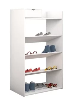 VCM. - My Home Holz Regal Dielenmöbel Schuhregal Schuhschrank Schublade 5 Fächer Fudal XL Weiß