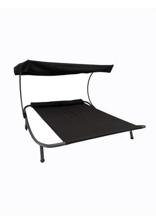 VCM. Doppelliege Gartenliege Zweier Sonnenliege Liegestuhl 2 Personen Dach Bindox Schwarz 4 VCM. Doppelliege Gartenliege Zweier Sonnenliege Liegestuhl 2 Personen Dach Bindox Schwarz – Bild 2