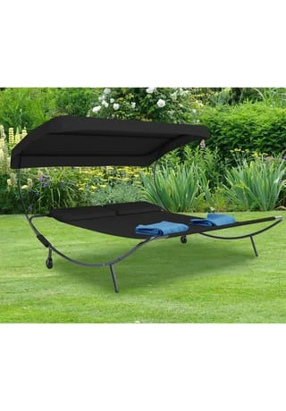 VCM. Doppelliege Gartenliege Zweier Sonnenliege Liegestuhl 2 Personen Dach Bindox Schwarz 7 VCM. Doppelliege Gartenliege Zweier Sonnenliege Liegestuhl 2 Personen Dach Bindox Schwarz – Bild 5