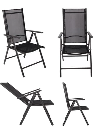 VCM. Set Gartenmöbel Alu Glas Gartenset Sitzgruppe Essgruppe Tisch Stühle 80 SW Tisch + 4 Stühle: Schwarz 6 VCM. Set Gartenmöbel Alu Glas Gartenset Sitzgruppe Essgruppe Tisch Stühle 80 SW Tisch + 4 Stühle: Schwarz – Bild 4