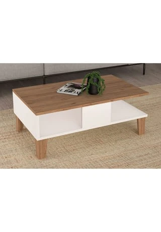 VCM. - My Home Holz Sofatisch Hoch Couchtisch Wohnzimmertisch Beistelltisch Ablage Dolda Weiß / Honig-Eiche 5 VCM. - My Home Holz Sofatisch Hoch Couchtisch Wohnzimmertisch Beistelltisch Ablage Dolda Weiß / Honig-Eiche – Bild 3