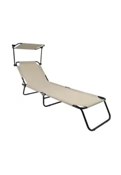 VCM. Gartenliege Liege Sonnenliege Liegestuhl Faltbar Klappbar Balkonliege Dach Creme