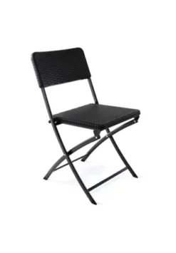 VCM. Klappstuhl Schwarz In Rattan-Optik Gartenstuhl Balkonstuhl 80 X 40 Cm Schwarz