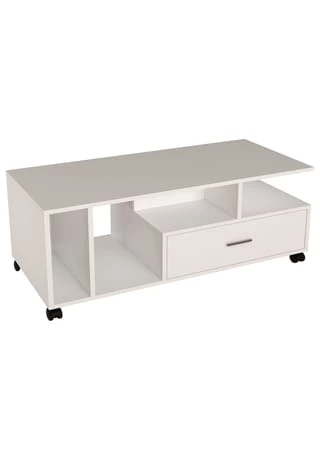 VCM. - My Home Holz Beistelltisch Couchtisch Sofatisch Wohnzimmertisch Rollen Schublade Silus Weiß 5 VCM. - My Home Holz Beistelltisch Couchtisch Sofatisch Wohnzimmertisch Rollen Schublade Silus Weiß – Bild 3