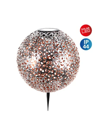 Näve Leuchten LED Deko-Solar-Kugelerdspieß D:25cm Silber 8 Näve Leuchten LED Deko-Solar-Kugelerdspieß D:25cm Silber – Bild 6