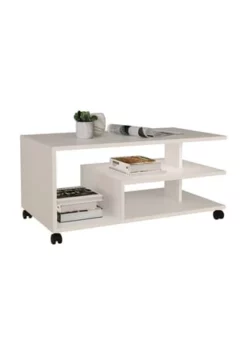 VCM. - My Home Holz Beistelltisch Couchtisch Sofatisch Wohnzimmertisch Rollen Rollbar Ralus Weiß