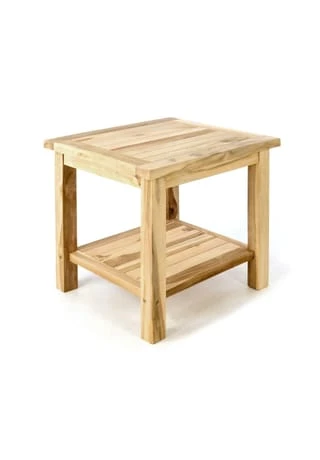 VCM. Beistelltisch Blumenhocker Balkon Terrasse Teak-Holz Natur 50x50cm Braun 3 VCM. Beistelltisch Blumenhocker Balkon Terrasse Teak-Holz Natur 50x50cm Braun