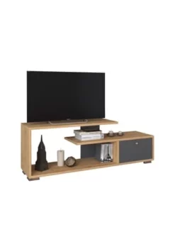 VCM. - My Media Holz TV Lowboard Fernsehschrank Konsole Fernsehtisch Fernseh Schublade Mazusa Honig-Eiche / Anthrazit
