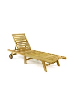 VCM. Sonnenliege Gartenliege Liegestuhl Teakholz Klappbar Natur 200x57cm Braun