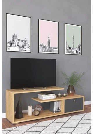 VCM. - My Media Holz TV Lowboard Fernsehschrank Konsole Fernsehtisch Fernseh Schublade Mazusa Honig-Eiche / Anthrazit 5 VCM. - My Media Holz TV Lowboard Fernsehschrank Konsole Fernsehtisch Fernseh Schublade Mazusa Honig-Eiche / Anthrazit – Bild 3