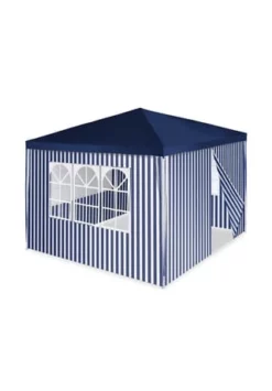VCM. Pavillon Partyzelt 3x3m Blau Weiß Wasserdicht 4 Seitenteile Gartenzelt Eventzelt