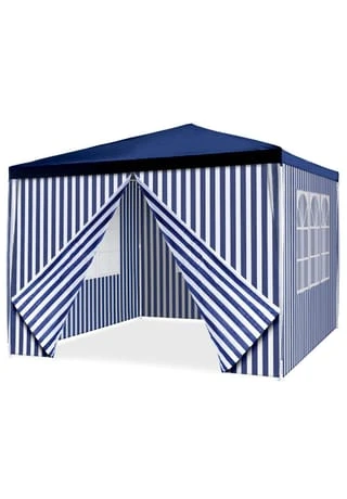 VCM. Pavillon Partyzelt 3x3m Blau Weiß Wasserdicht 4 Seitenteile Gartenzelt Eventzelt 4 VCM. Pavillon Partyzelt 3x3m Blau Weiß Wasserdicht 4 Seitenteile Gartenzelt Eventzelt – Bild 2