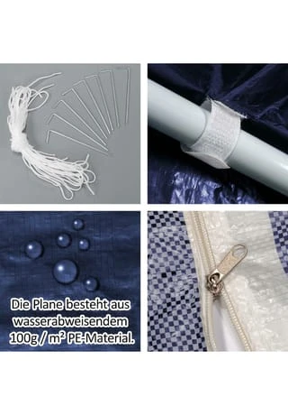 VCM. Pavillon Partyzelt 3x3m Blau Weiß Wasserdicht 4 Seitenteile Gartenzelt Eventzelt 8 VCM. Pavillon Partyzelt 3x3m Blau Weiß Wasserdicht 4 Seitenteile Gartenzelt Eventzelt – Bild 6