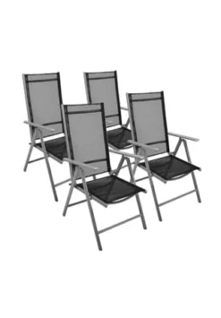 VCM. 4er Set Klappstuhl Schwarz Klappsessel Gartenstuhl Campingstuhl Liegestuhl Schwarz