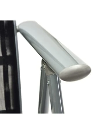 VCM. Klappstuhl Aluminium Komfortbreite Gartenstuhl Textilene Schwarz Rahmen Grau Schwarz 6 VCM. Klappstuhl Aluminium Komfortbreite Gartenstuhl Textilene Schwarz Rahmen Grau Schwarz – Bild 4