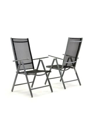 VCM. 2er Set Klappstuhl Aluminium Komfortbreite Textilene Schwarz Rahmen Grau Garten Grau 3 VCM. 2er Set Klappstuhl Aluminium Komfortbreite Textilene Schwarz Rahmen Grau Garten Grau