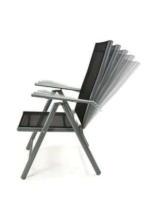 VCM. 2er Set Klappstuhl Aluminium Komfortbreite Textilene Schwarz Rahmen Grau Garten Grau 9 VCM. 2er Set Klappstuhl Aluminium Komfortbreite Textilene Schwarz Rahmen Grau Garten Grau – Bild 7