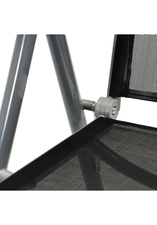 VCM. 4er Set Klappstuhl Aluminium Komfortbreite Alu Textilene Schwarz Rahmen Grau Schwarz 5 VCM. 4er Set Klappstuhl Aluminium Komfortbreite Alu Textilene Schwarz Rahmen Grau Schwarz – Bild 3
