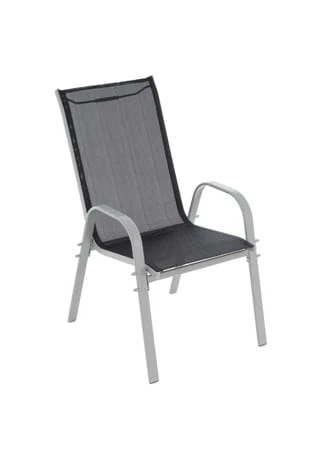 VCM. 4er Set Stapelstuhl Rahmen Hellgrau Textilene Schwarz Gartenstuhl Stapelsessel Schwarz 4 VCM. 4er Set Stapelstuhl Rahmen Hellgrau Textilene Schwarz Gartenstuhl Stapelsessel Schwarz – Bild 2