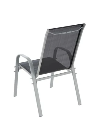 VCM. 4er Set Stapelstuhl Rahmen Hellgrau Textilene Schwarz Gartenstuhl Stapelsessel Schwarz 5 VCM. 4er Set Stapelstuhl Rahmen Hellgrau Textilene Schwarz Gartenstuhl Stapelsessel Schwarz – Bild 3