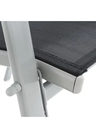 VCM. 4er Set Stapelstuhl Rahmen Hellgrau Textilene Schwarz Gartenstuhl Stapelsessel Schwarz 7 VCM. 4er Set Stapelstuhl Rahmen Hellgrau Textilene Schwarz Gartenstuhl Stapelsessel Schwarz – Bild 5