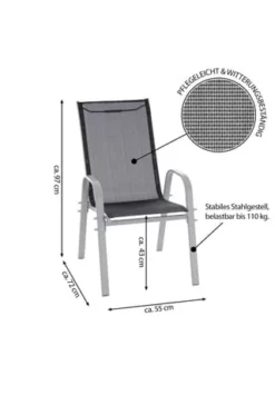 VCM. 4er Set Stapelstuhl Rahmen Hellgrau Textilene Schwarz Gartenstuhl Stapelsessel Schwarz 15 VCM. 4er Set Stapelstuhl Rahmen Hellgrau Textilene Schwarz Gartenstuhl Stapelsessel Schwarz -WOHN-ESSZIMMER Verkäufe unnamed file 1808