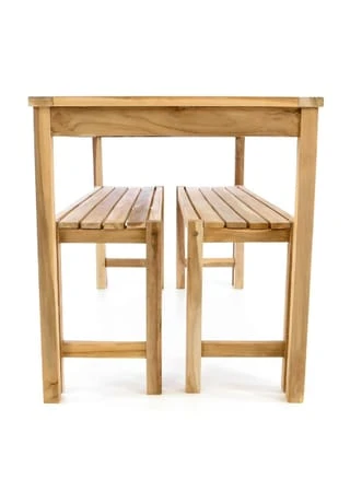 VCM. Gartenmöbelset Picknickset Sitzgruppe Natur Teakholz Bank Tisch 135cm Braun 4 VCM. Gartenmöbelset Picknickset Sitzgruppe Natur Teakholz Bank Tisch 135cm Braun – Bild 2