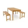 VCM. Gartenmöbelset Picknickset Sitzgruppe Teakholz Behandelt Bank Tisch 135cm Braun