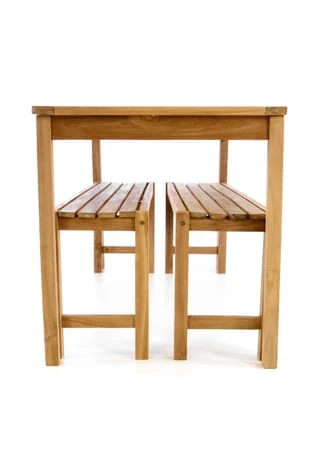 VCM. Gartenmöbelset Picknickset Sitzgruppe Teakholz Behandelt Bank Tisch 135cm Braun 4 VCM. Gartenmöbelset Picknickset Sitzgruppe Teakholz Behandelt Bank Tisch 135cm Braun – Bild 2