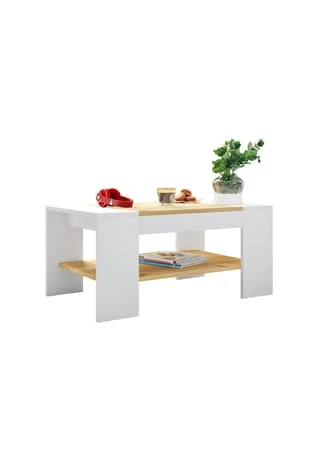 VCM. - My Home Holz Beistelltisch Couchtisch Sofatisch Wohnzimmertisch Bonza Weiß / Honig-Eiche 3 VCM. - My Home Holz Beistelltisch Couchtisch Sofatisch Wohnzimmertisch Bonza Weiß / Honig-Eiche