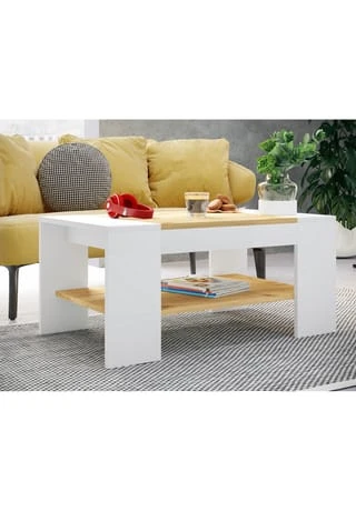 VCM. - My Home Holz Beistelltisch Couchtisch Sofatisch Wohnzimmertisch Bonza Weiß / Honig-Eiche 4 VCM. - My Home Holz Beistelltisch Couchtisch Sofatisch Wohnzimmertisch Bonza Weiß / Honig-Eiche – Bild 2