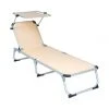 VCM. Sonnenliege Sonnendach Beige 187x57x30 Cm Alu Campingliege Klappbar Beige