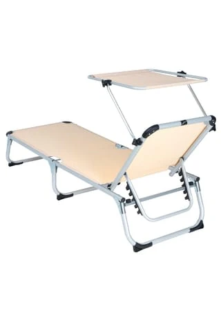 VCM. Sonnenliege Sonnendach Beige 187x57x30 Cm Alu Campingliege Klappbar Beige 4 VCM. Sonnenliege Sonnendach Beige 187x57x30 Cm Alu Campingliege Klappbar Beige – Bild 2