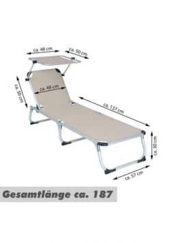 VCM. Sonnenliege Sonnendach Grau 187x57x30 Cm Alu Campingliege Klappbar Grau -WOHN-ESSZIMMER Verkäufe unnamed file 1923