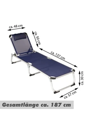 VCM. Gartenliege Sonnenliege Blau Mit Kissen 187x57x30 Cm Alu Klappbar Blau 9 VCM. Gartenliege Sonnenliege Blau Mit Kissen 187x57x30 Cm Alu Klappbar Blau – Bild 7