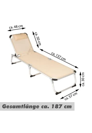 VCM. Gartenliege Sonnenliege Beige Kissen 187x57x30cm Liege Alu Klappbar Beige 9 VCM. Gartenliege Sonnenliege Beige Kissen 187x57x30cm Liege Alu Klappbar Beige – Bild 7