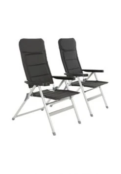 VCM. 2er Set Campingstuhl Extrastarke Polsterung Gartenstuhl Klappstuhl Alu-Stuhl Schwarz