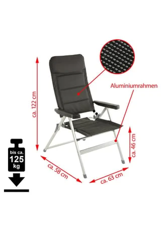 VCM. 2er Set Campingstuhl Extrastarke Polsterung Gartenstuhl Klappstuhl Alu-Stuhl Schwarz 9 VCM. 2er Set Campingstuhl Extrastarke Polsterung Gartenstuhl Klappstuhl Alu-Stuhl Schwarz – Bild 7