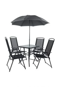 VCM. 5-tlg Gartenmöbel Gartenset Sitzgruppe Essgruppe Tisch Stühle Hochlehner Set 80 Anthrazit